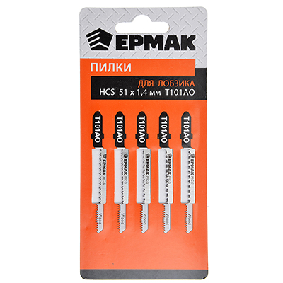Набор пилок для эл.лобзика по дереву и ламинату ЕРМАК 5шт.(HCS EU 51х1,4мм. T-101АО) Набор пилок для эл.лобзика по дереву и ламинату ЕРМАК 5шт.(HCS EU 51х1,4мм. T-101АО)