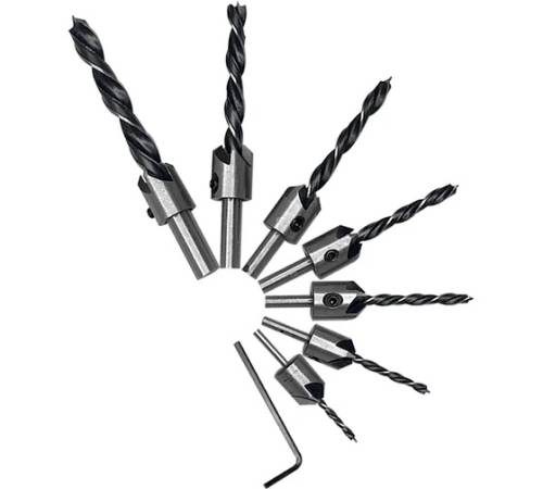 Набор сверл по дереву с зенкером 8 предметов vertextools 0987-3-10 Набор сверл по дереву с зенкером 8 предметов vertextools 0987-3-10