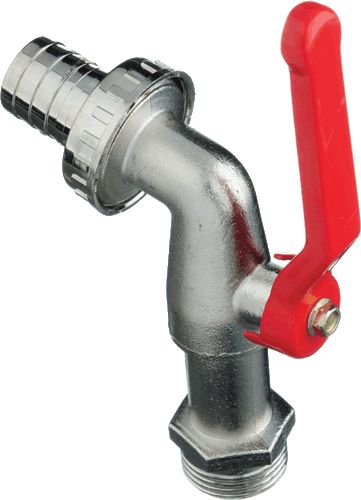 Кран водоразборный 3/4" со штуцером, рычаг, ник, лат.,TRm 853