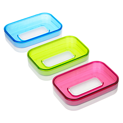 Мыльница с поддоном, пластик, 11,5х7,6х2,7см, 3 цвета