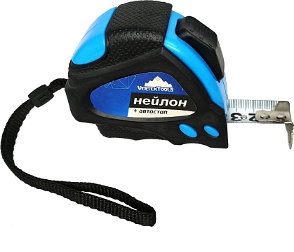 Рулетка 10м (25мм) VERTEXTOOLS нейлон, автостоп Рулетка 10м (25мм) VERTEXTOOLS нейлон, автостоп