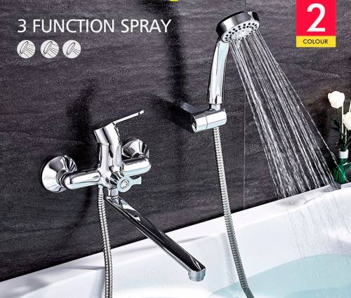 LEDEME L2203 Смеситель для ванны, картридж d-35мм с длинным изливом 300мм