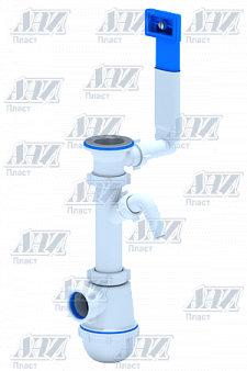 Сифон АНИ Грот A1040  1 1/2х40 с отвод.стир.маш. и переливом для мойки