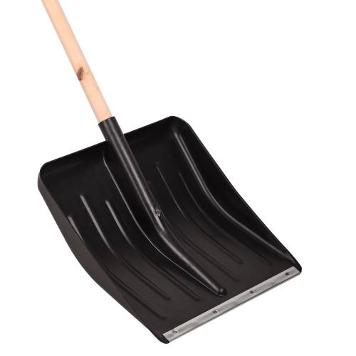 Лопата снеговая 428х490мм пластмассовая с деревянным черенком и V-обр ручкой, черная