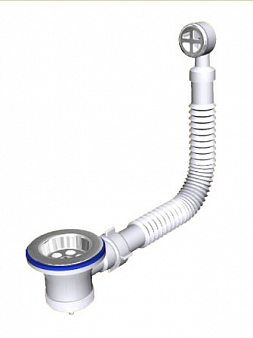 Перелив АНИ 1.1/2"  N120S для мойки гибкий с круглым вертикальным корпусом Перелив АНИ 1.1/2"  N120S для мойки гибкий с круглым вертикальным корпусом