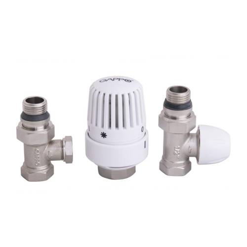 Комплект Gappo терморегулирующий угловой ВР-НР, радиаторный, в блистерной упаковке 1/2"