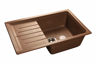 "GRANFEST" Мойка  PRACTIC, мрамор,  760 мм х 500 мм,  врезная, терракот, с сифоном, большой выпуск