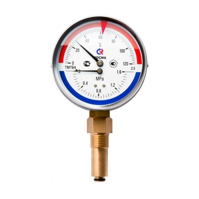 Термоманометр ТМТБ-41P Dy 100 с нижним подкл. 1/2", 6 бар 0-120*  (L=46мм, кл. точн. 2,5) Термоманометр ТМТБ-41P Dy 100 с нижним подкл. 1/2", 6 бар 0-120*  (L=46мм, кл. точн. 2,5)