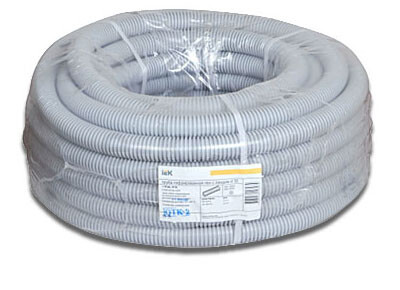 Труба гофрированная ПВХ D16мм с протяжкой серая (уп.10м) IEK CTG20-16-K41-010I