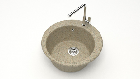 Мойка каменная, круглая 48х48х18 песочная  мат. J30G34