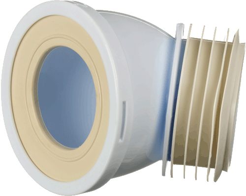 Фановая труба W4228 110 мм, 45 град., короткая с манжетой Фановая труба W4228 110 мм, 45 град., короткая с манжетой