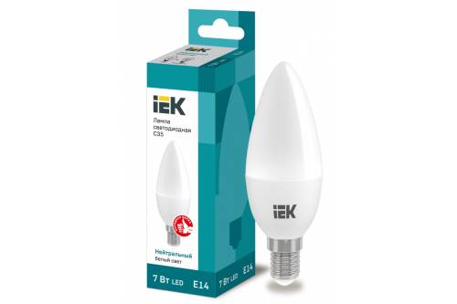 Лампа светод. ECO C35 7Вт свеча 4000К E14 230В IEK LLE-C35-7-230-40-E14