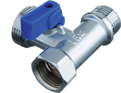 Бытовой кран шар. 1/2"x3/4"х1/2", г-ш-ш, арт. 33710 трехпроходной, никель латунь, TRm 710 Бытовой кран шар. 1/2"x3/4"х1/2", г-ш-ш, арт. 33710 трехпроходной, никель латунь, TRm 710