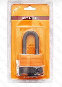 Замок навесной металлический в резиновом корпусе, 50 мм, длинная дужка