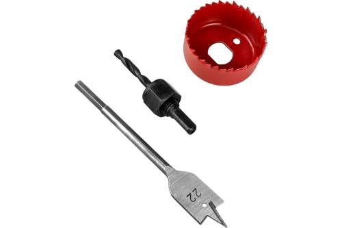 Набор для установки врезных замков сверло 22 мм, коронка 54 мм vertextools 2526-22-54 Набор для установки врезных замков сверло 22 мм, коронка 54 мм vertextools 2526-22-54