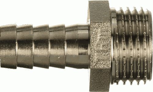Переходник для резин. шланга  1/2" ш - 12 мм, латунь никель TRm 06222 Переходник для резин. шланга  1/2" ш - 12 мм, латунь никель TRm 06222