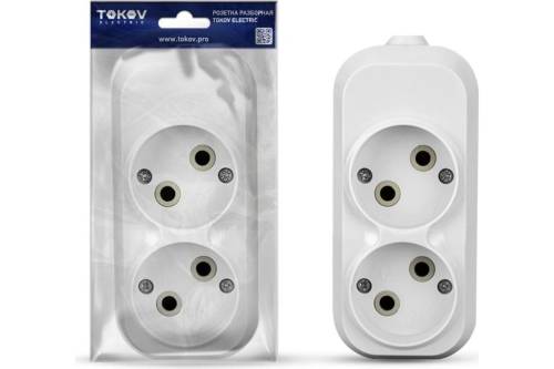 Колодка удлинителя 2-м 10А без заземл. АБС-пластик бел. TOKOV ELECTRIC TKE-C01-KU2