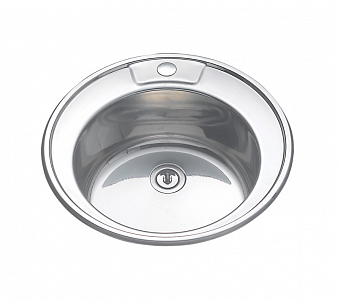 Мойка врезная круглая 490 мм, 0.6 мм, Б/В, MELANA нержавейка