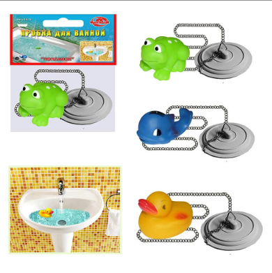 Пробка для ванны 34.14 "Поплавок" с игрушкой для отв. 40-50мм, 4 дизайна, б/выбора дизайна