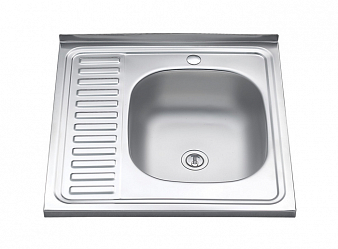 Мойка накладная 600*600мм R, 0.6 мм, правая, Б/В, MELANA нержавейка