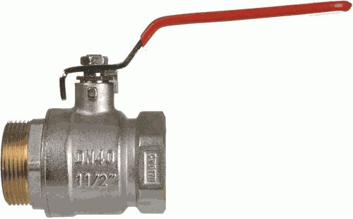 Кран шар. 1 1/2" г-ш рычаг, лат. ник. TERMA RED  31041