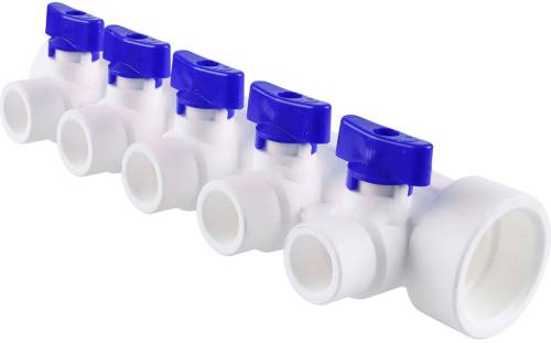 Коллектор 40 мм вн. х 5 вых. 20 мм, ПП (син.)