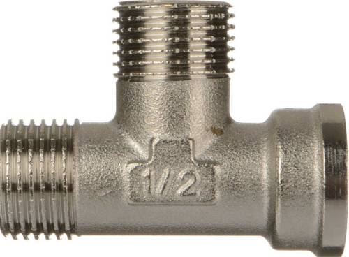 Тройник  1/2", г-ш-ш  никель лат.TRm 06108 Тройник  1/2", г-ш-ш  никель лат.TRm 06108