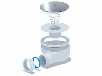 Сифон АНИ для душевого поддона,  1 1/2" x 40,  пластик, h 53 мм