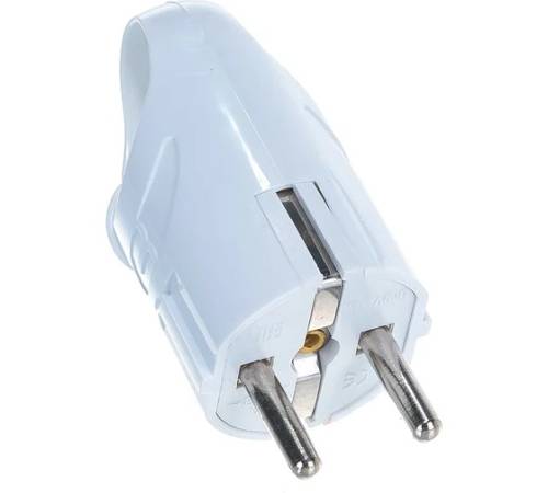 Вилка электрическая угловая 16А 250В с заземл. с ушком бел. (еврослот) UNIVersal А112