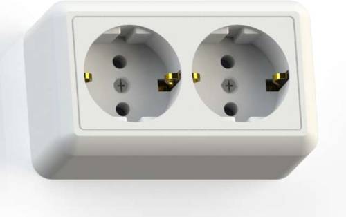 Розетка 2-м ОП Оптима РА16-374 16А IP20 с заземл. с монтаж. пластиной бел. Кунцево 8010