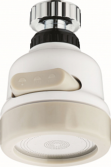 Аэратор шарнир с экономией воды 3 режима М22*1/М24*1, пластик, белый, блистер "ARGO"