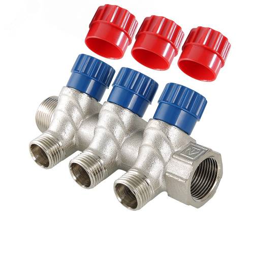 Коллектор VALTEC с регулировочными вентилями, 3/4"х 3 вых. 1/2" нар. Коллектор VALTEC с регулировочными вентилями, 3/4"х 3 вых. 1/2" нар.