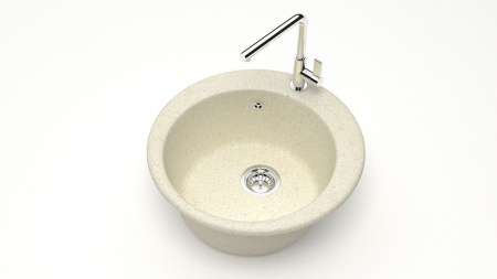 Мойка каменная, круглая 48х48х18 бежевая  мат. J30G33