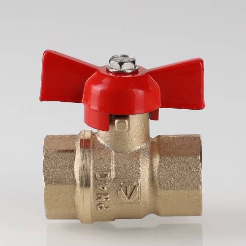 Кран шар. 3/4" г-г (PN40) бант красн., лат. ник.  VALTEC СТАНДАРТ  Кран шар. 3/4" г-г (PN40) бант красн., лат. ник.  VALTEC СТАНДАРТ
