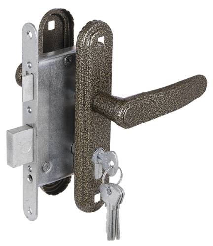 Замок врезной цилиндровый с защёлкой с ручкой Зенит 3В4-3.03 серебро