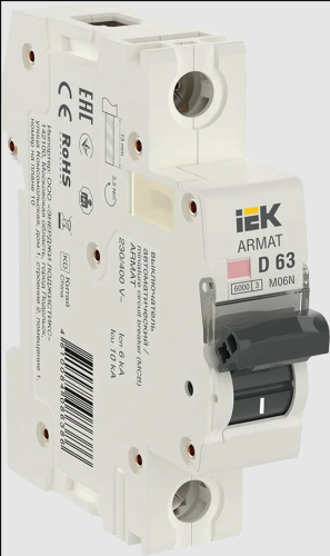 Автомат выключатель модульный 1п С 63А М06N ARMAT IEK AR-M06N-1-C063