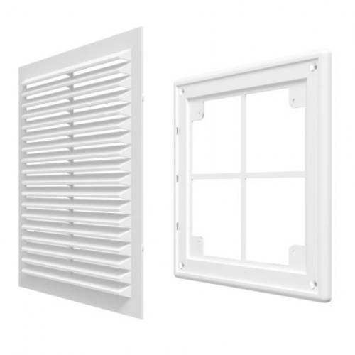 Решетка вентиляционная для вытяжки, 203 х 203, наклонная, плоская, с сеткой