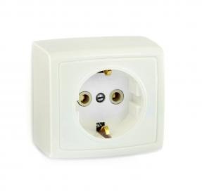 Розетка 1-м ОП Елизавета РА16-227 16А IP20 с заземл. сл. кость Кунцево 6455