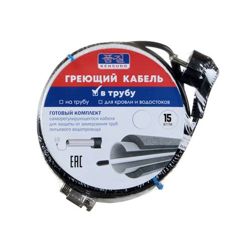Греющий кабель Kensudo KNSV05 готовый комплект в трубу с питьевой водой 5м Греющий кабель Kensudo KNSV05 готовый комплект в трубу с питьевой водой 5м