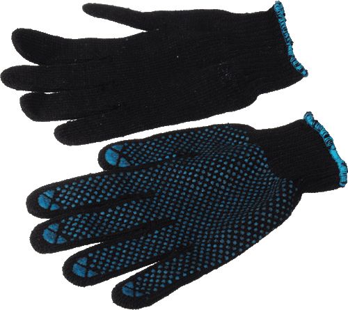 Перчатки вязаные с ПВХ 5 нити 10 кл. черные ЛЮКС /Россия/