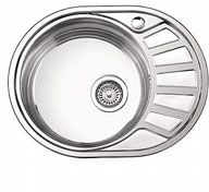 Мойка врезная овальная 575*450*180, 0.8 мм, левая Б/В, LEDEME L85745-L глянцевая, нержавейка