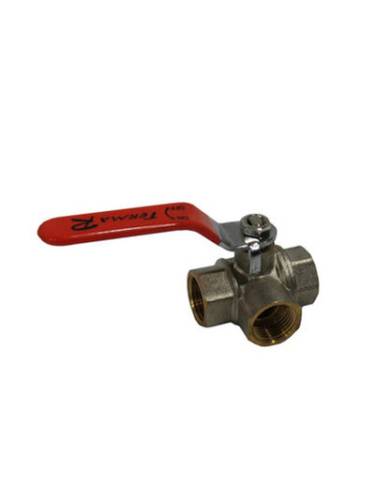 Кран шар. трехходовой 3/4" рычаг  Тип T, ник, лат. Trm