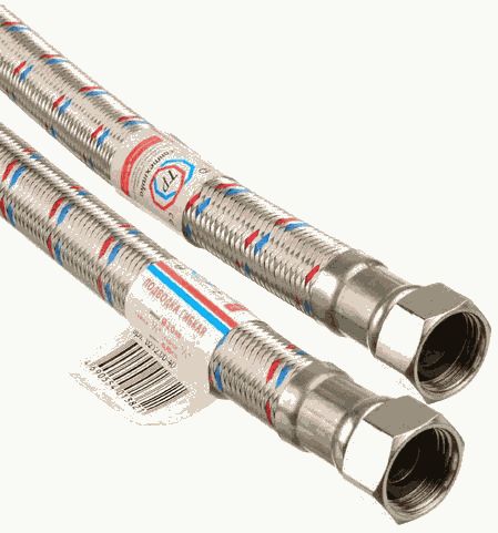 Подводка воды, ГИГАНТ, 1/2", 1,0 м, г - г, нерж."TР-САНТЕХНИКА" Подводка воды, ГИГАНТ, 1/2", 1,0 м, г - г, нерж."TР-САНТЕХНИКА"