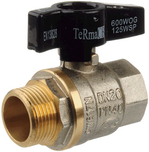 Кран шар. 1/2" г-ш  бант, лат. ник.  TERMA CB 30214 Кран шар. 1/2" г-ш  бант, лат. ник.  TERMA CB 30214
