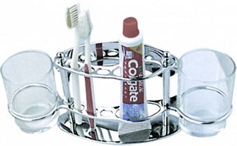 Держатель для зубных щеток "HAIBA",  металл., со стаканами, подвес