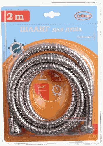 Шланг д/душа TERMA 1/2"*1/2"конус НЕРЖ. d14мм*200см двойной зажим STANDART, блистер 20335 Шланг д/душа TERMA 1/2"*1/2"конус НЕРЖ. d14мм*200см двойной зажим STANDART, блистер 20335