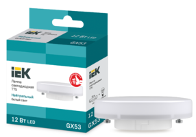 Лампа светод. Eco 12Вт T75 таблетка 4000К нейтр. бел. GX53 230В IEK LLE-T80-12-230-40-GX53