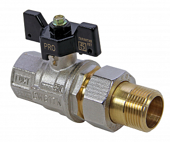 Кран американка 3/4' г-ш  бант чёрный Professional  BEST, CK, шаровый никель латунь