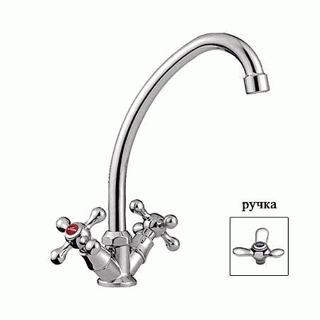 LEDEME L4012 Смеситель для кухни, ручка крест лепесток керамика (силумин) LEDEME L4012 Смеситель для кухни, ручка крест лепесток керамика (силумин)