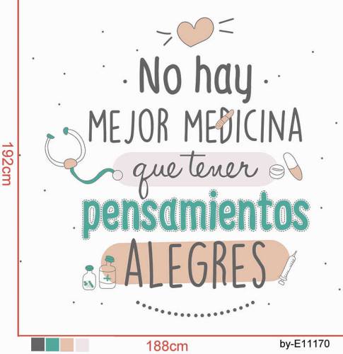 Шторка д/в тканевая MZ-114 "Лучшее лекарство - весёлые мысли" 180х200